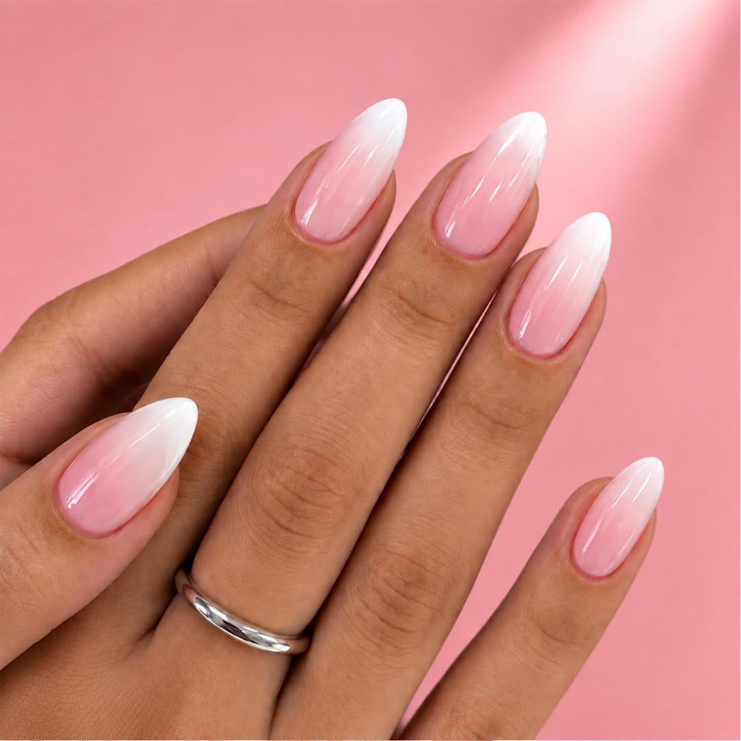 Press On Nails for Women | Glossy Pink Almond Fake Nails 24 Pieces | Reusable Artificial Nail Tips | Easy Apply Stick On Nails | Manicure for Party Wedding Daily Wear - View 5 of 5